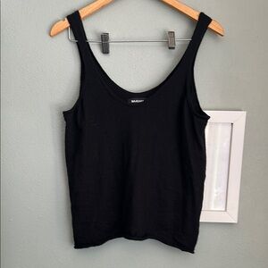 Naadam Fancy Cashmere Tank Top, scoop neck, large, black